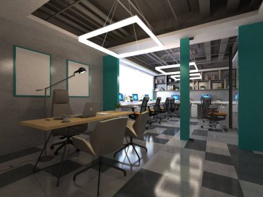 3D lüks ofis iç mimarisi