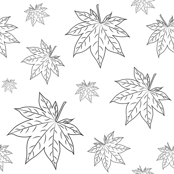 Outline maple leaves. Seamless pattern. — Stock Vector