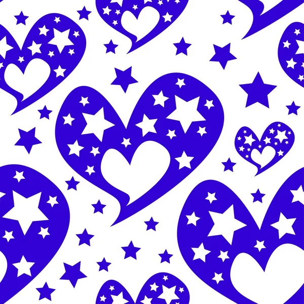 Hearts stars romantic seamless pattern — Stock Vector