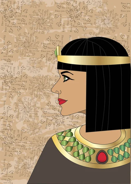 หัวของราชินีอียิปต์บนพื้นหลังสีขาว — ภาพเวกเตอร์สต็อก