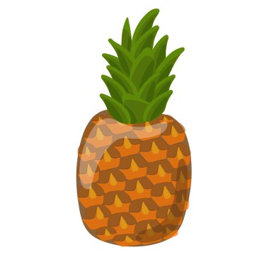 Meyve. Yeşil Yaprak Vektörlü Bir Ananas Meyvesi