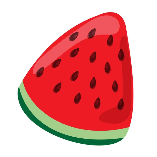 Fruta. Una pieza de dibujos animados de sandía con semillas de sandía Ilustración vectorial aislada sobre fondo transparente — Vector de stock