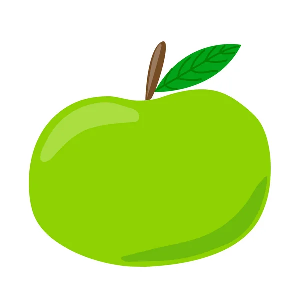 Frukt. Grön Apple Tecknad vektor frukt illustration — Stock vektor