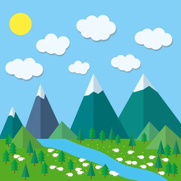 Renkli düz yaz dağlar