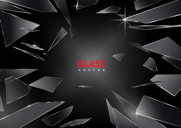 Glasscherben auf schwarzem Hintergrund — Stockvektor