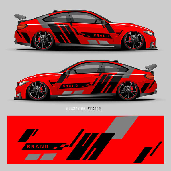Car graphic vector. abstract lines with gray background design for vehicle vinyl wrap