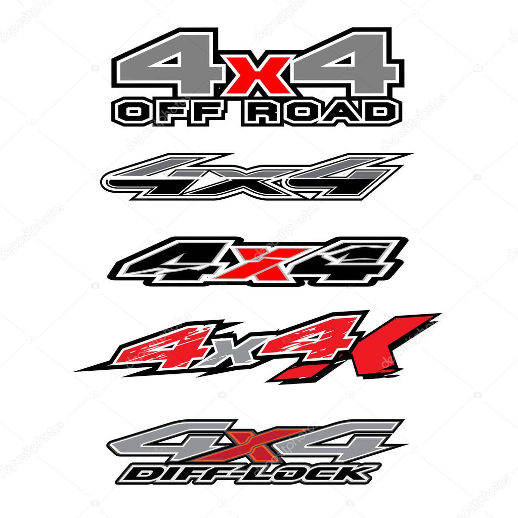 4x4 logo for 4 wheel drive truck and car graphic vector. Design for vehicle vinyl wrap