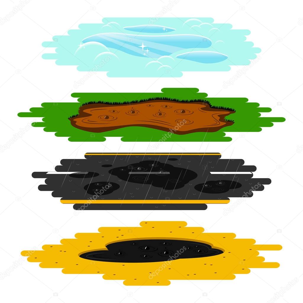 Puddles of different types set.