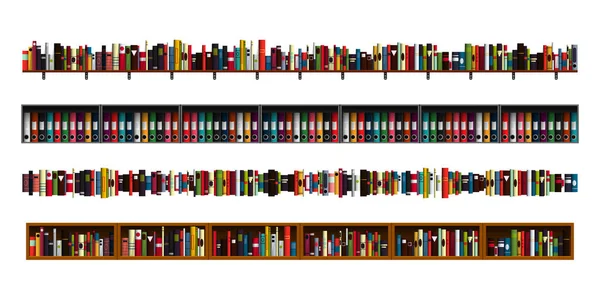 Estantes de libros fronteras conjunto . — Vector de stock