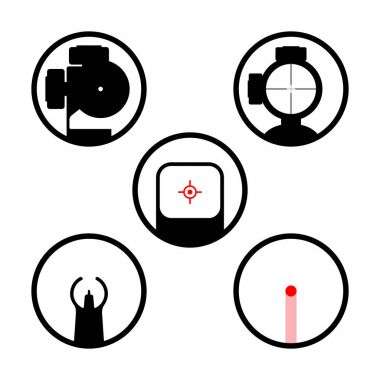Weapon scope or gun sight icons set. clipart
