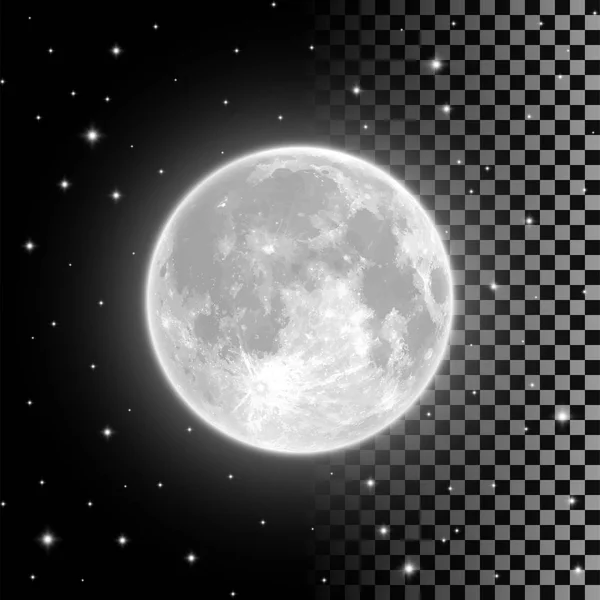 Pleine lune brillante dans le ciel nocturne clair . — Image vectorielle