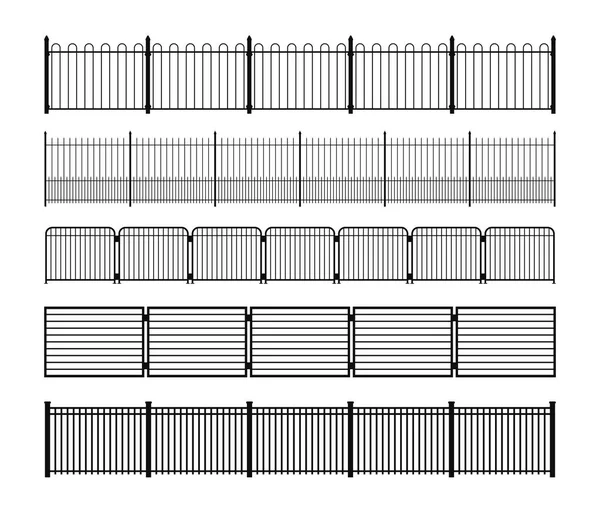 Set di diverse semplici sagome di recinzione in metallo modulare . — Vettoriale Stock