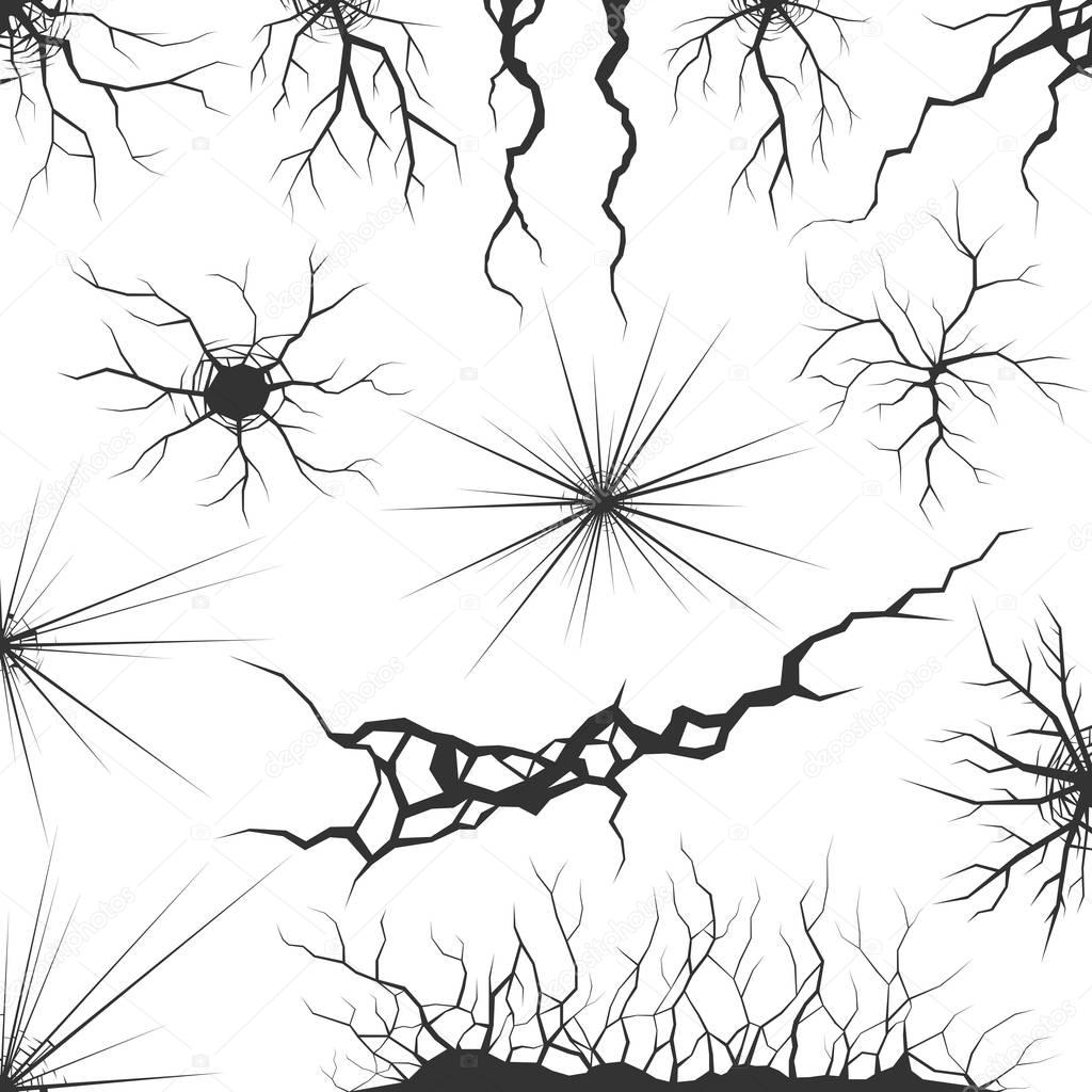 Set of various vector cracks, ripples and fissures.