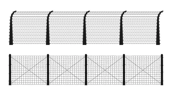 Силуэты забора концентрационного лагеря . — стоковый вектор