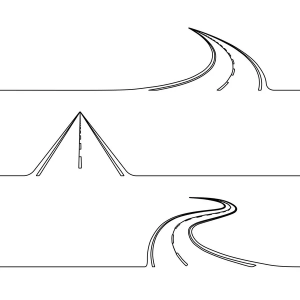 Desenho de linha contínua da estrada —  Vetores de Stock