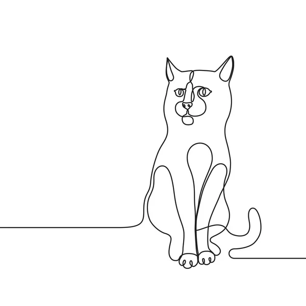 Continuous line drawing cat single line concept