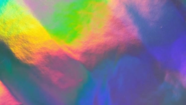 Abstracte holografische gradiënt regenboog animatie. Trendy levendige textuur, mode textiel, ambient grafisch ontwerp — Stockvideo