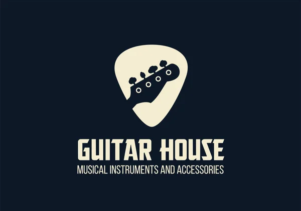 Gitar ev anahat logosu — Stok Vektör