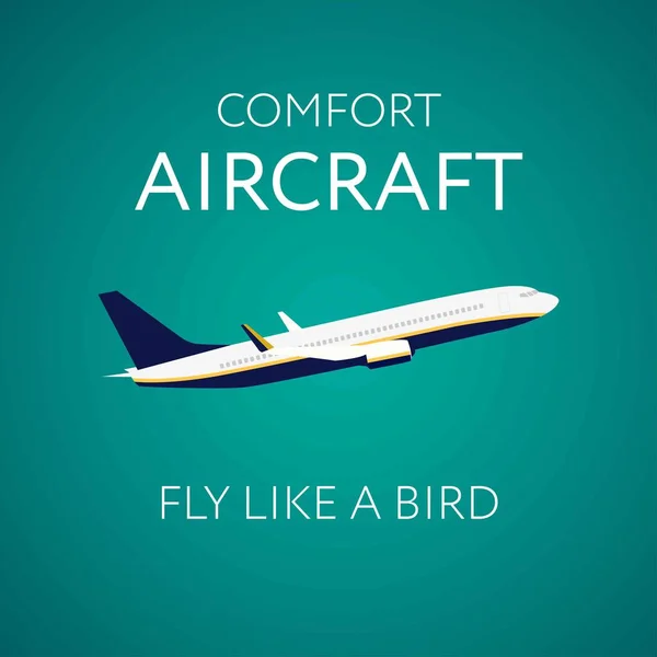 Mavi arka plan üzerinde uçak uçan vektör. 