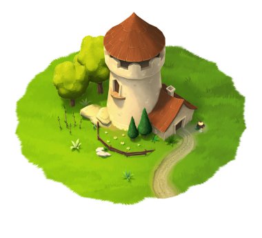 fantezi ev illüstrasyon 