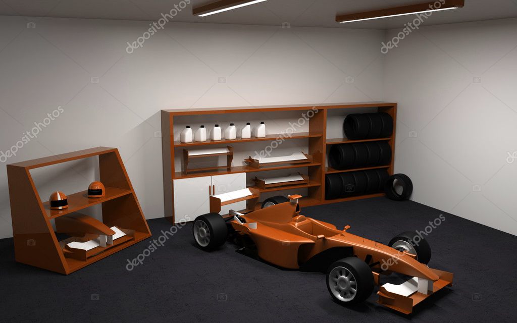 Racing Car In Garage 3d Rendering Stock Photo C Andrija