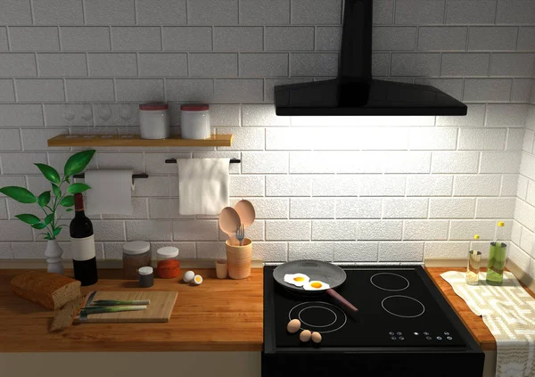 Conjunto de cocina 3d renderizado —  Fotos de Stock