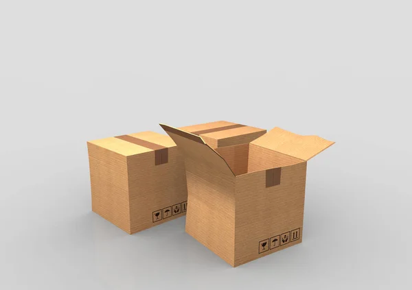 Box kartong 3d — Stockfoto