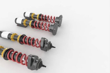 Amortisör arka plan üzerinde. 3D renderng.