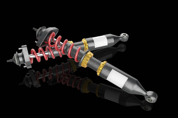 Shock absorber on background. 3D renderng.
