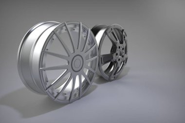 Spor jantlar yarış. Gri arka plan. 3D render