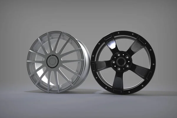 Sport racing rims. Gray background. 3D rendering — Stock Photo, Image