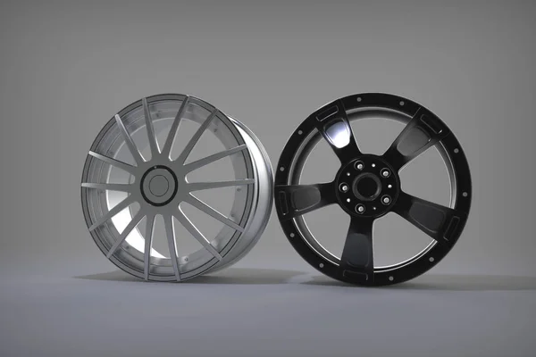 Spor jantlar yarış. Gri arka plan. 3D render