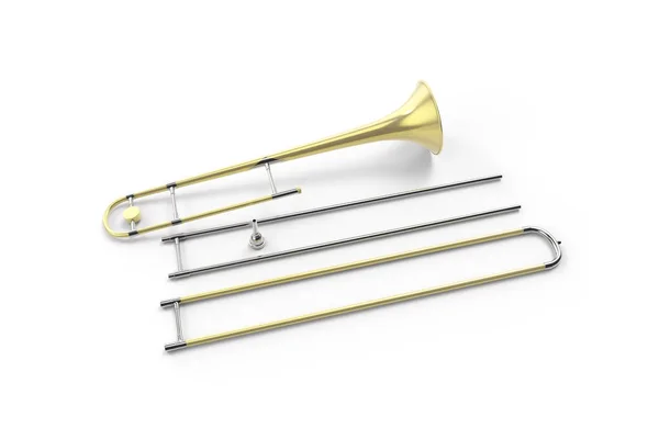 Trombon 3d-rendering. — Stockfoto