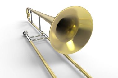 trombone 3D rendering. clipart