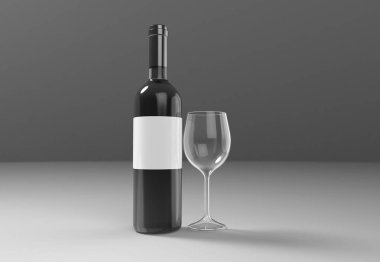 Arka plan üzerinde şarap şişesi. 3D render.