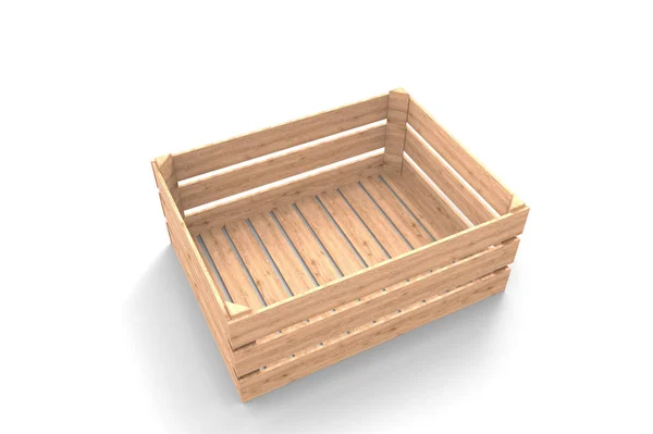 Dřevěná krabice. Box. 3D vykreslování. — Stock fotografie