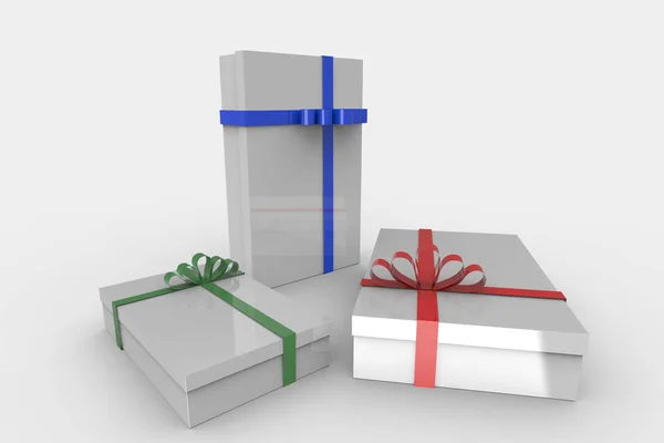 Gift box. New Year box. 3D rendering. — ストック写真