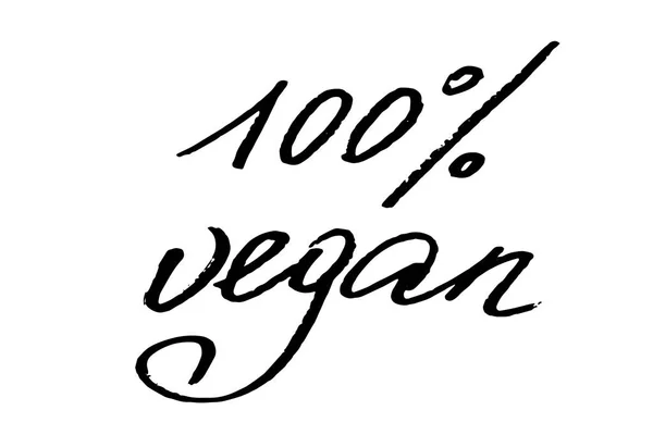 100 Vegan Texto Preto Escrito Mão Isolado Fundo Branco Vetor — Vetor de Stock