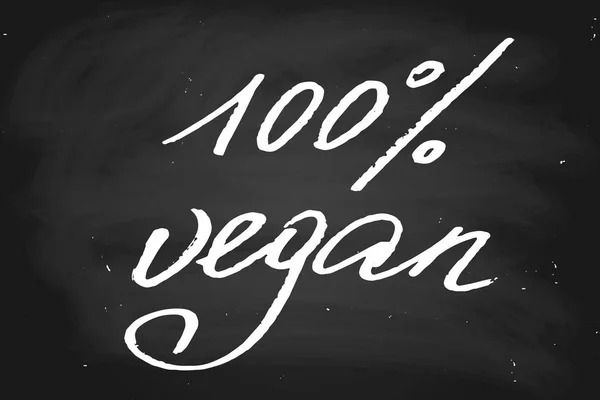 100 Vegano Testo Scritto Mano Gesso Una Lavagna Vettore Ogni — Vettoriale Stock