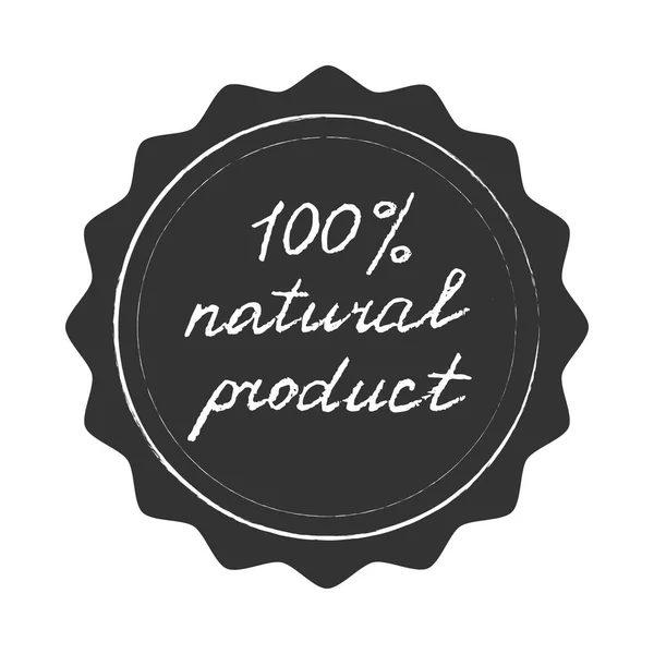 Produto 100 Natural Sinal Vetorial Ilustração Desenhada Mão — Vetor de Stock