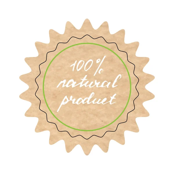 Producto 100 Natural Signo Vectorial Ilustración Dibujada Mano — Vector de stock