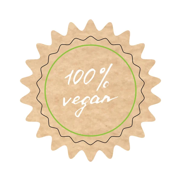 100 Vegan Segno Vettoriale Illustrazione Disegnata Mano — Vettoriale Stock