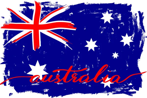 Bandera Australia Estilo Grunge Texto Manuscrito Vector Hay Verdaderos Colores — Archivo Imágenes Vectoriales
