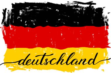 Germany german flag grunge paint writing text vector. There are true colors of flag
