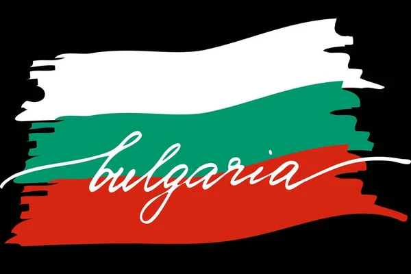 Flagge Von Bulgarien Mit Handgeschriebenem Text Vektor Gibt Wahre Flaggenfarben — Stockvektor