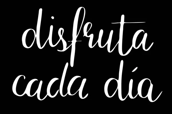 Enjoy Every Day Spanish Handwritten Text Black Background Vector Each — Stock vektor