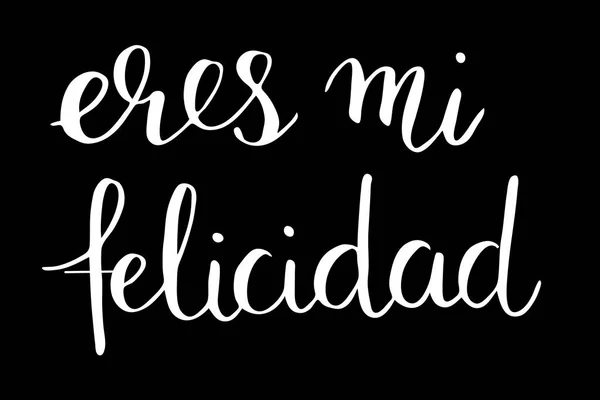 You Happiness Spanish Handwritten Text Black Background Vector Each Word — 스톡 벡터