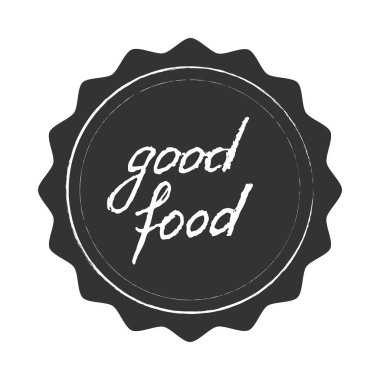 Good food, vector sign, hand-drawn illustration in chalk style