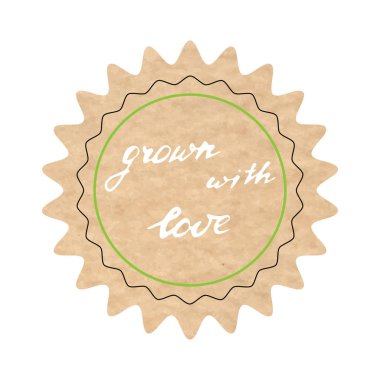 Grown with love, vector sign, hand-drawn illustration 