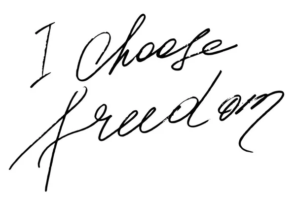 Choose Freedom Handwritten Black Text White Background Vector Each Word — 图库矢量图片